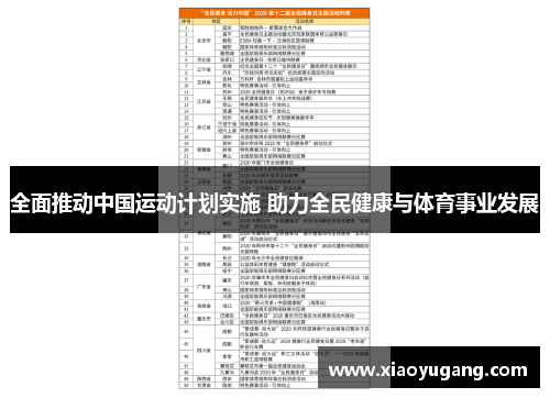 全面推动中国运动计划实施 助力全民健康与体育事业发展